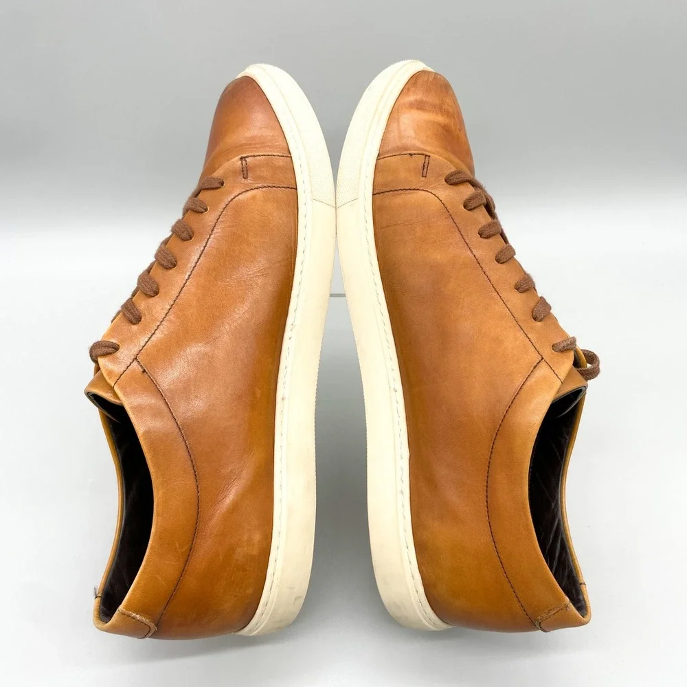 Allen Edmonds Canal Court Mens 12 E Tan Leather Sneakers Casual Office Preppy